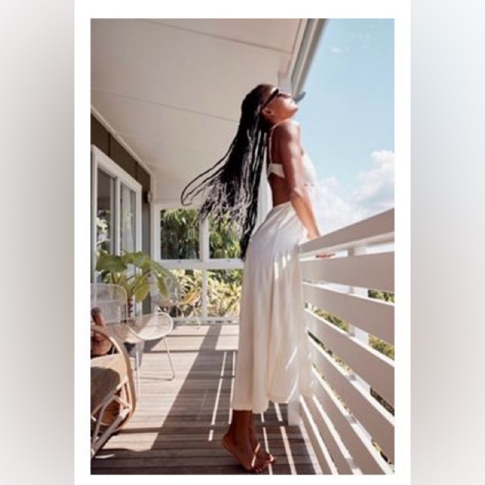 NWTs Free people Flowy White Maxi Dress with Open Back